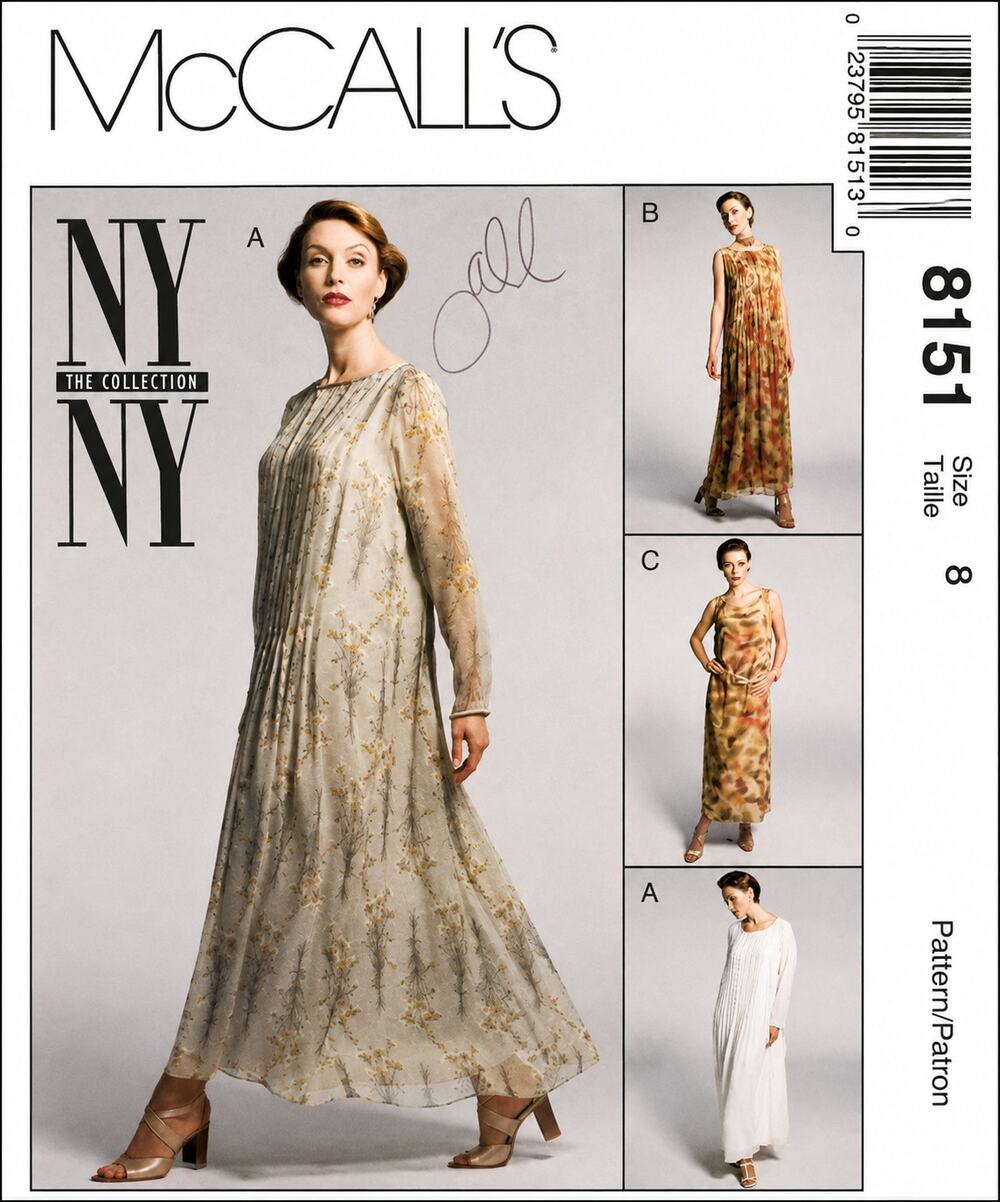 Vintage 1990’s McCall's Sewing Pattern 8151 Maxi Dress & Slip Size 8 Uncut